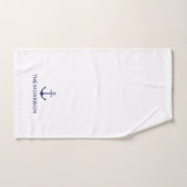 Nautical Custom Boat Name marine blue anchor white Bad Handdoek (Handdoek)