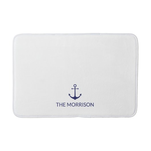 Nautical Custom Boat Name marine blue anchor white Badmat (Voorkant)