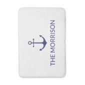 Nautical Custom Boat Name marine blue anchor white Badmat (Voorkant Verticaal)