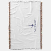 Nautical Custom Boat Name marine blue anchor white Deken (Voorkant Verticaal)