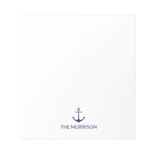 Nautical Custom Boat Name marine blue anchor white Notitieblok (Voorkant)