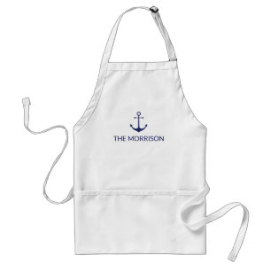 Nautical Custom Boat Name marine blue anchor white Standaard Schort