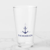 Nautical Custom Boat Name marvy blue anchor Glas (Achterkant)