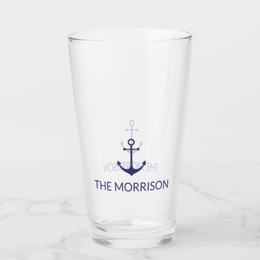 Nautical Custom Boat Name marvy blue anchor Glas (Achterkant)