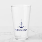 Nautical Custom Boat Name marvy blue anchor Glas (Voorkant)