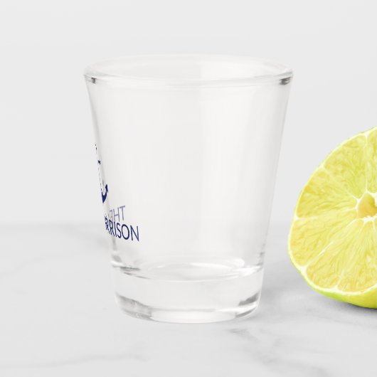 Nautical Custom Boat Name marvy blue anchor Shot Glas (Rechts)