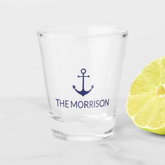 Nautical Custom Boat Name marvy blue anchor Shot Glas (Voorkant)