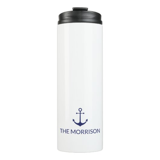 Nautical Custom Boat Name marvy blue anchor Thermosbeker (Voorkant)