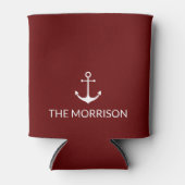 Nautical Custom Boat Name white anchor maroon Blikjeskoeler (Voorkant)