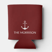 Nautical Custom Boat Name white anchor maroon Blikjeskoeler (Achterkant)