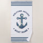 Nautical Custom boot naam welkom aan boord anker Strandlaken (Voorkant)
