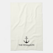 Nautical Custom Boot Naam zwart anker ivoor Theedoek (Verticaal)