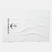 Nautical Custom Boot Naam zwart anker wit Theedoek (Horizontaal)