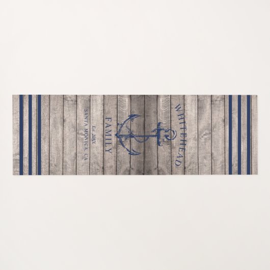 Nautical Custom Familie Anker Beige Hout Yogamat (Achterkant (horizontaal))