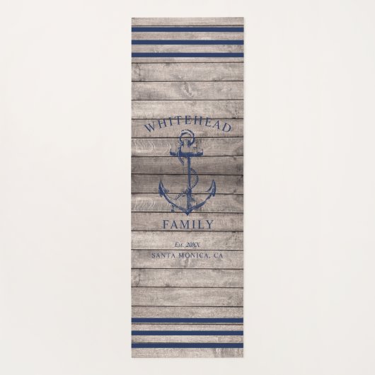 Nautical Custom Familie Anker Beige Hout Yogamat (Achterkant)