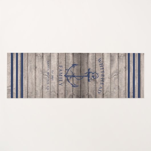 Nautical Custom Familie Anker Beige Hout Yogamat (Voorkant (horizontaal))