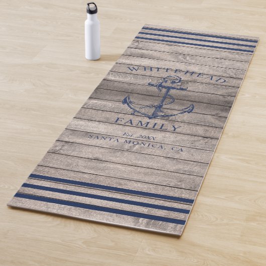 Nautical Custom Familie Anker Beige Hout Yogamat (In situ)