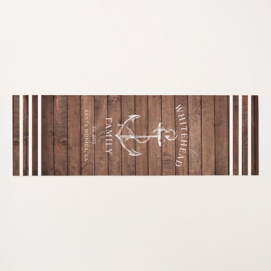Nautical Custom Familie Anker Bruin Hout Yogamat (Achterkant (horizontaal))