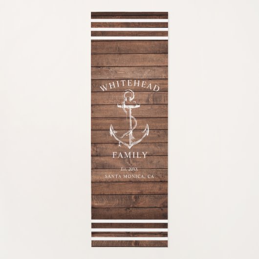 Nautical Custom Familie Anker Bruin Hout Yogamat (Voorkant)