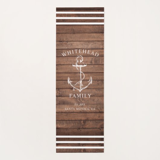 Nautical Custom Familie Anker Bruin Hout Yogamat (Achterkant)