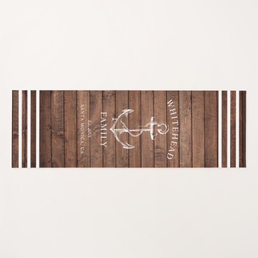 Nautical Custom Familie Anker Bruin Hout Yogamat (Voorkant (horizontaal))