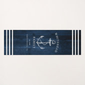 Nautical Custom Familie Anker Marine Blauw Hout Yogamat (Achterkant (horizontaal))