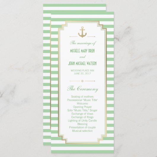 Nautical Custom Mint White Program Rack-Kaarten Programmakaart (Voorkant / Achterkant)