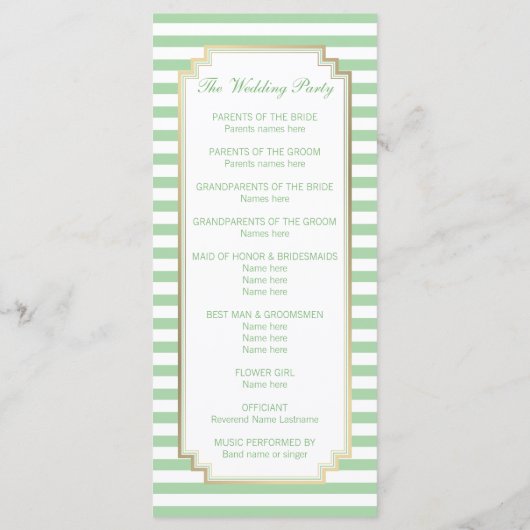 Nautical Custom Mint White Program Rack-Kaarten Programmakaart (Achterkant)