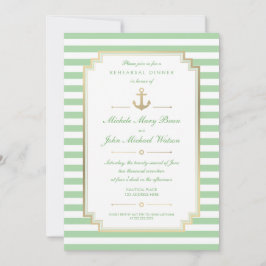 Nautical Custom Mint White Rehearsal Dinner nodigt Kaart
