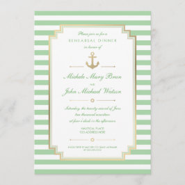 Nautical Custom Mint White Rehearsal Dinner nodigt Kaart