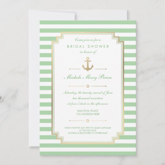 Nautical Custom Mint White Vrijgezellenfeest nodig Kaart (Voorkant)