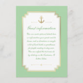 Nautical Custom Mint White Wedding Insert Kaart (Voorkant)