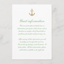 Nautical Custom Mint White Wedding Insert Kaart