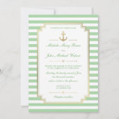 Nautical Custom Mint White Wedding Invitation Kaart (Voorkant)