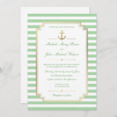 Nautical Custom Mint White Wedding Invitation Kaart (Voorkant / Achterkant)