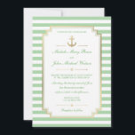 Nautical Custom Mint White Wedding Invitation Kaart<br><div class="desc">Pas deze stijlvolle, moderne Nautical Wedding Invitation aan. Gebrek en wit gestreept ontwerp, dat als sjabloon voor een gemakkelijke aanpassing wordt geplaatst. De kleur van de int. van de stroken is klantgericht en kan in een andere kleur worden veranderd, kunt u het veranderen door de Achtergrondkleur te veranderen. Houd er...</div>
