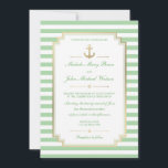 Nautical Custom Mint White Wedding Invitation Kaart<br><div class="desc">Pas deze stijlvolle, moderne Nautical Wedding Invitation aan. Gebrek en wit gestreept ontwerp, dat als sjabloon voor een gemakkelijke aanpassing wordt geplaatst. De kleur van de int. van de stroken is klantgericht en kan in een andere kleur worden veranderd, kunt u het veranderen door de Achtergrondkleur te veranderen. Houd er...</div>