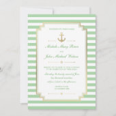 Nautical Custom Mint White Wedding Invitation Kaart (Voorkant)