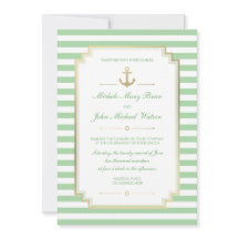 Nautical Custom Mint White Wedding Invitation