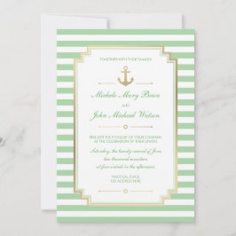 Nautical Custom Mint White Wedding Invitation Kaart