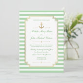Nautical Custom Mint White Wedding Invitation Kaart (Staand voorkant)