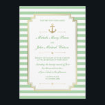 Nautical Custom Mint White Wedding Invitation Kaart<br><div class="desc">Pas deze stijlvolle, moderne Nautical Wedding Invitation aan. Gebrek en wit gestreept ontwerp, dat als sjabloon voor een gemakkelijke aanpassing wordt geplaatst. De kleur van de int. van de stroken is klantgericht en kan in een andere kleur worden veranderd, kunt u het veranderen door de Achtergrondkleur te veranderen. Houd er...</div>