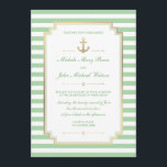 Nautical Custom Mint White Wedding Invitation Kaart<br><div class="desc">Pas deze stijlvolle, moderne Nautical Wedding Invitation aan. Gebrek en wit gestreept ontwerp, dat als sjabloon voor een gemakkelijke aanpassing wordt geplaatst. De kleur van de int. van de stroken is klantgericht en kan in een andere kleur worden veranderd, kunt u het veranderen door de Achtergrondkleur te veranderen. Houd er...</div>