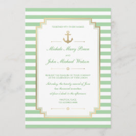 Nautical Custom Mint White Wedding Invitation Kaart