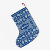Nautical custom monogram & color stocking kleine kerstsok (Achterkant (Hangend))