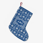 Nautical custom monogram & color stocking kleine kerstsok (Voorkant (Hangend))