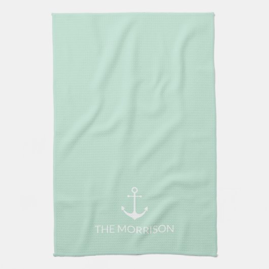 Nautical Custom Name anchor Theedoek (Verticaal)