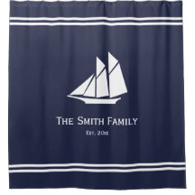 Nautical Custom Text on Midnight Blue and White