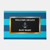 Nautical Customize Boat Name Anchor Navy Blue Deurmat (Voorkant)