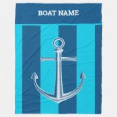 Nautical Customize Boat Name Anchor Navy Blue Fleece Deken (Voorkant)
